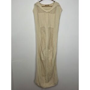 free-est Free People Clair Fauxchet Midi Dress in Cream Crochet Open Knit Size M